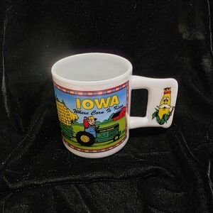 Iowa Coffee Mug Where Corn Is King John Deere Farmer Pigs Cows Barn Windmill VTG